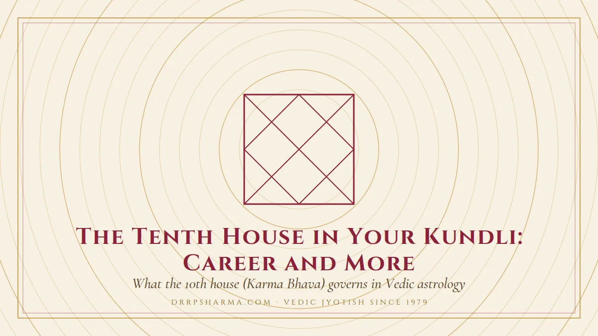 The Tenth House in Your Kundli: Career and More — a Vedic birth-chart (kundli) diagram motif on a parchment plate
