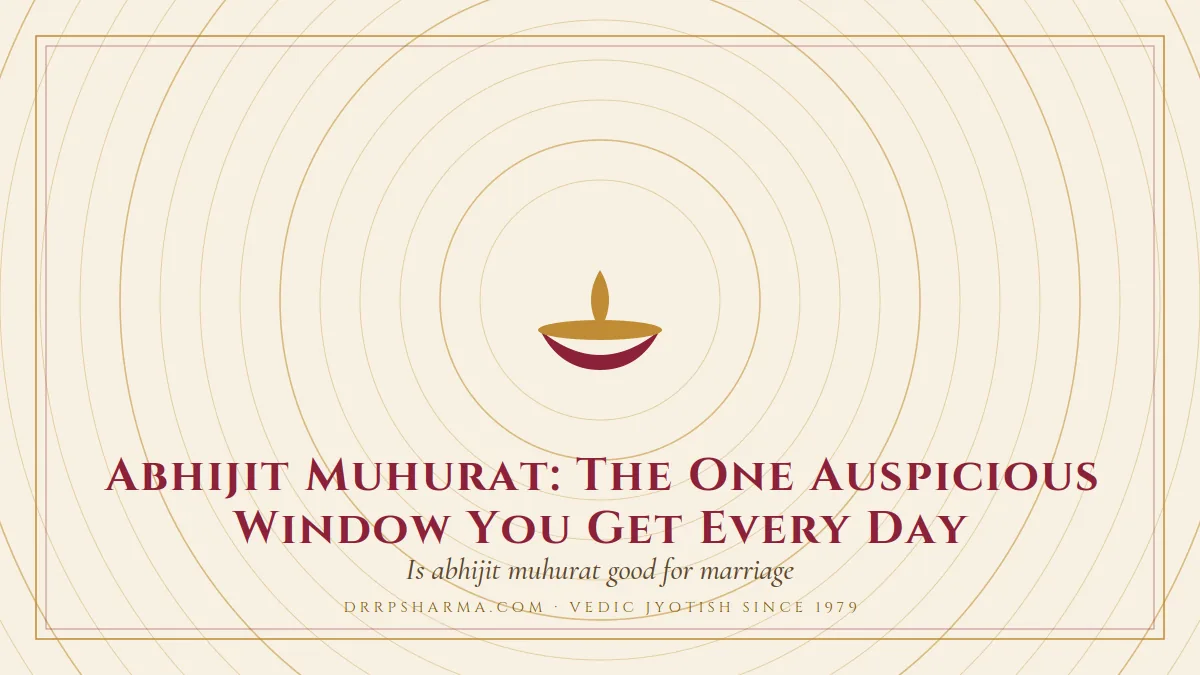 Abhijit Muhurat: The One Auspicious Window You Get Every Day — a lit diya lamp motif on a parchment plate