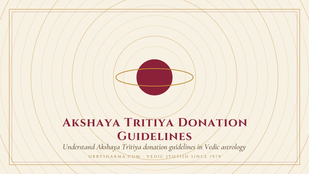 Akshaya Tritiya Donation Guidelines — a ringed-planet motif on a parchment plate
