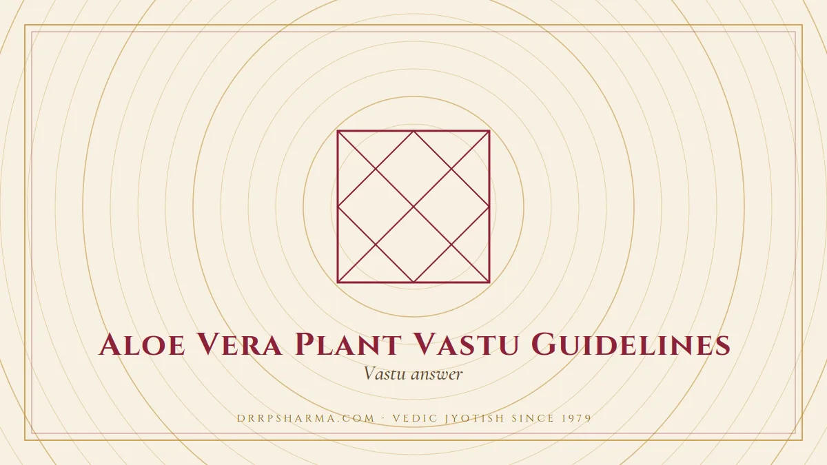 Aloe Vera Plant Vastu Guidelines — a Vedic birth-chart (kundli) diagram motif on a parchment plate
