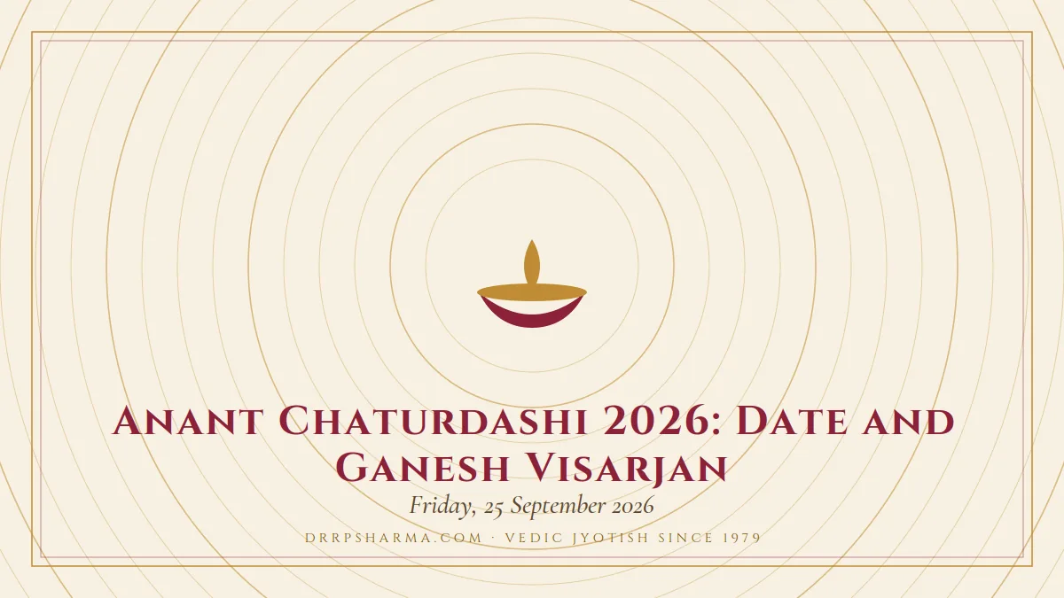 Anant Chaturdashi 2026: Date and Ganesh Visarjan — a lit diya lamp motif on a parchment plate