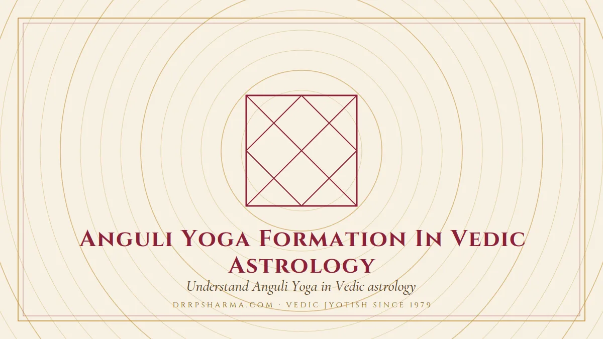 Anguli Yoga — a Vedic birth-chart (kundli) diagram motif on a parchment plate