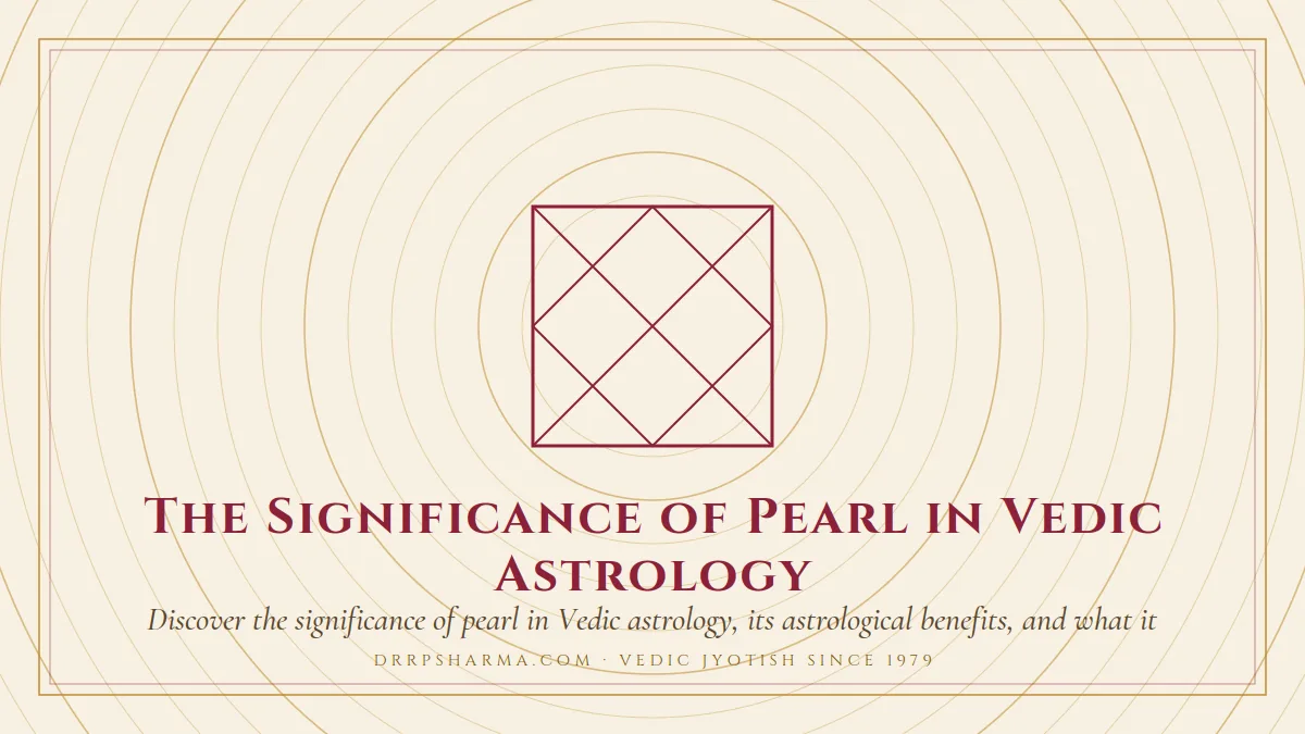 The Significance of Pearl in Vedic Astrology — a Vedic birth-chart (kundli) diagram motif on a parchment plate
