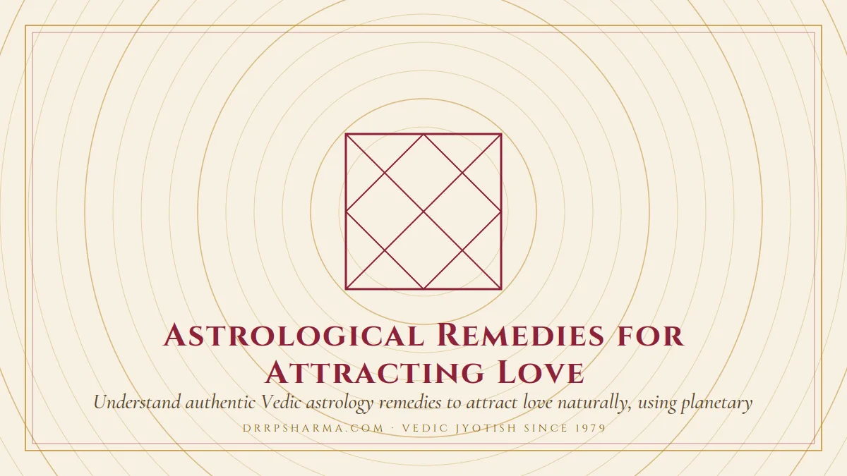 Astrological Remedies for Attracting Love — a Vedic birth-chart (kundli) diagram motif on a parchment plate