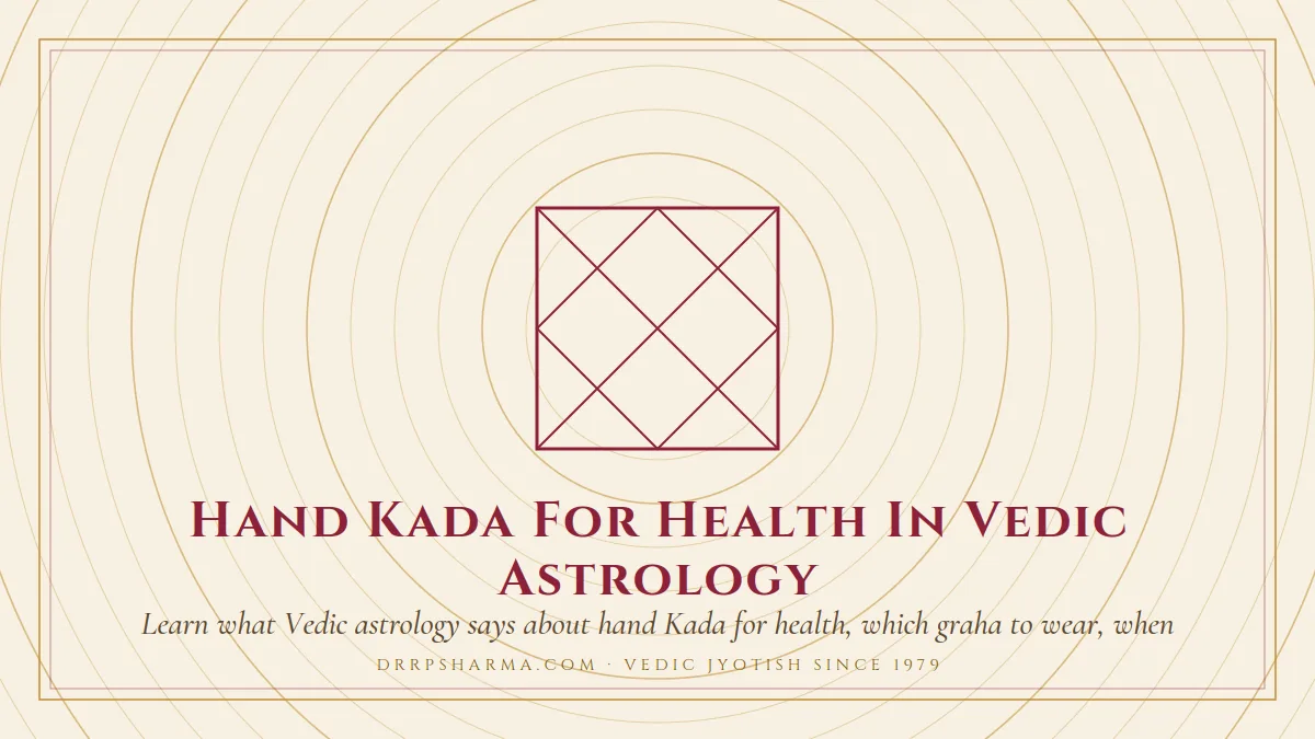 Hand Kada For Health In Vedic Astrology — a Vedic birth-chart (kundli) diagram motif on a parchment plate