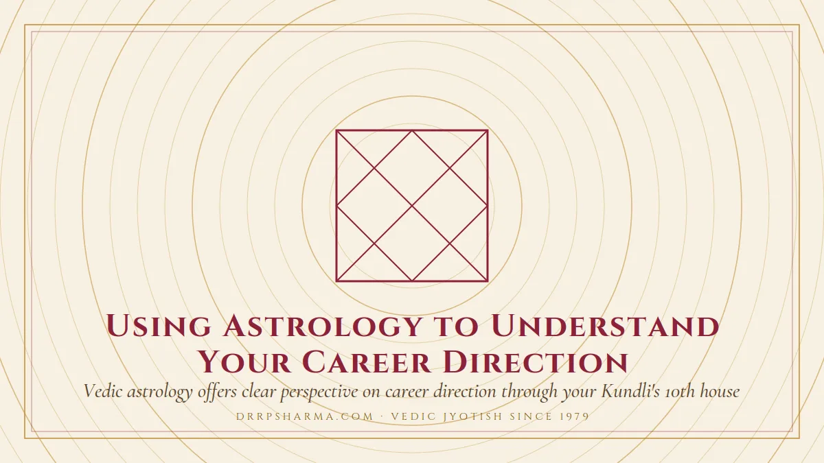 Using Astrology to Understand Your Career Direction — a Vedic birth-chart (kundli) diagram motif on a parchment plate