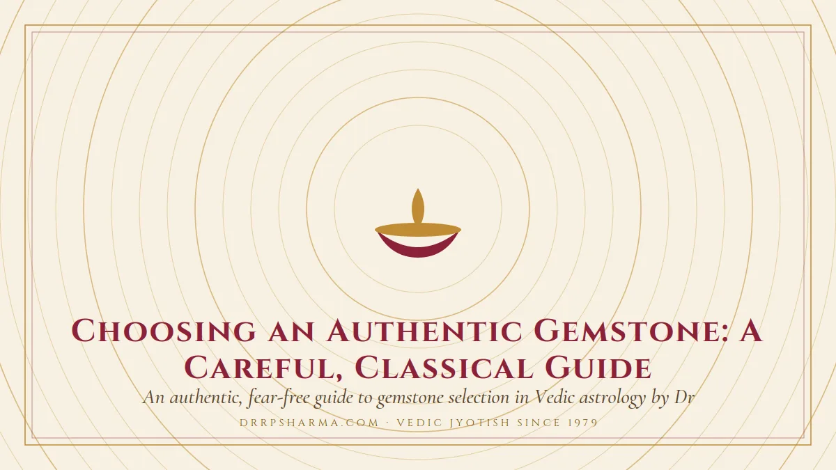 Choosing an Authentic Gemstone: A Careful, Classical Guide — a lit diya lamp motif on a parchment plate