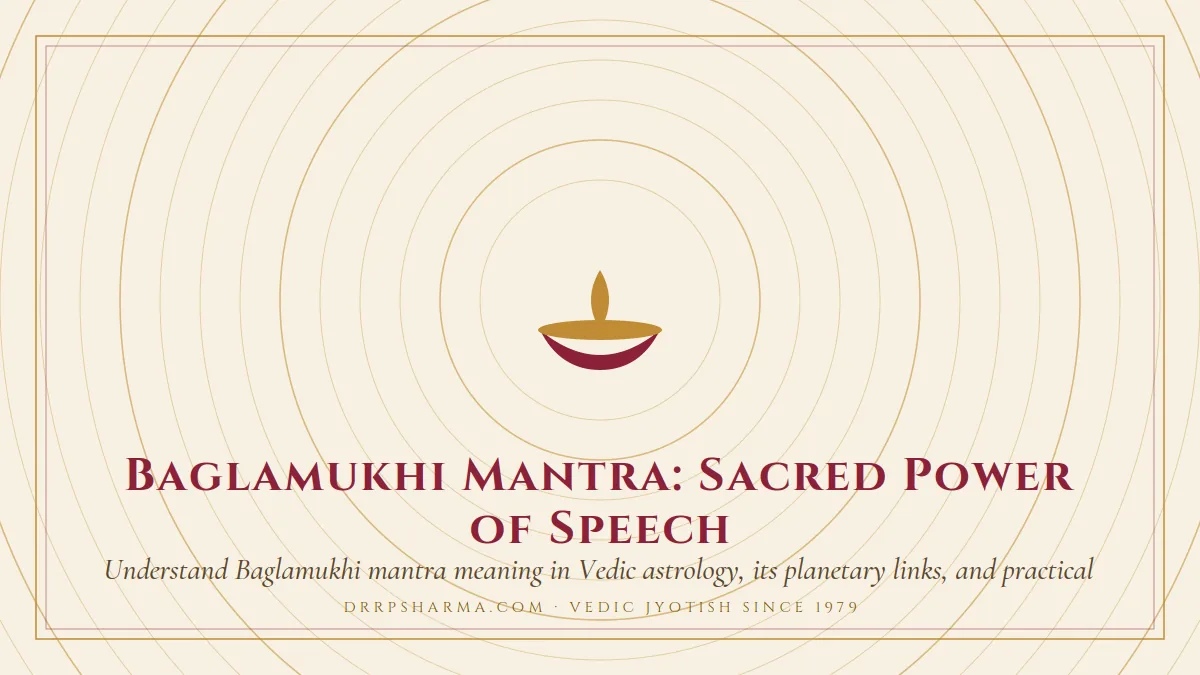 Baglamukhi Mantra: Sacred Power of Speech — a lit diya lamp motif on a parchment plate