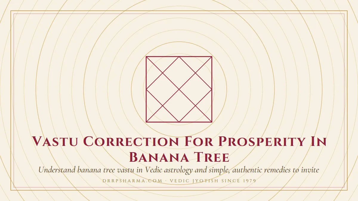 Vastu Correction For Prosperity In Banana Tree — a Vedic birth-chart (kundli) diagram motif on a parchment plate