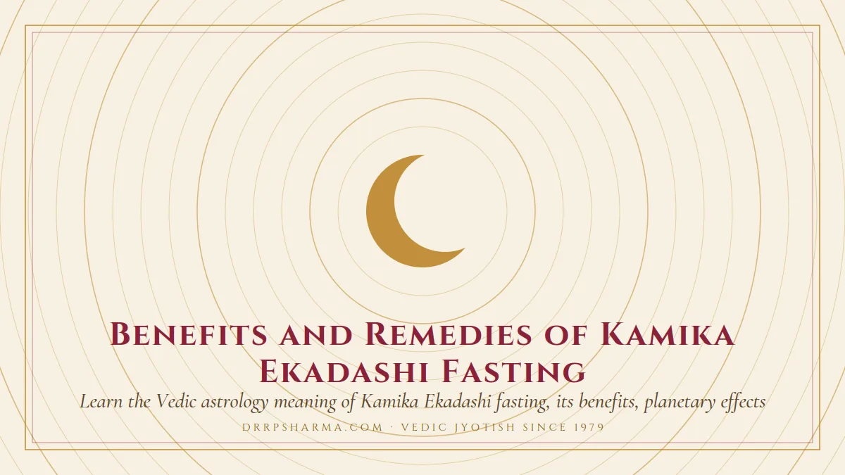 Benefits and Remedies of Kamika Ekadashi Fasting — a gold crescent-moon motif on a parchment plate