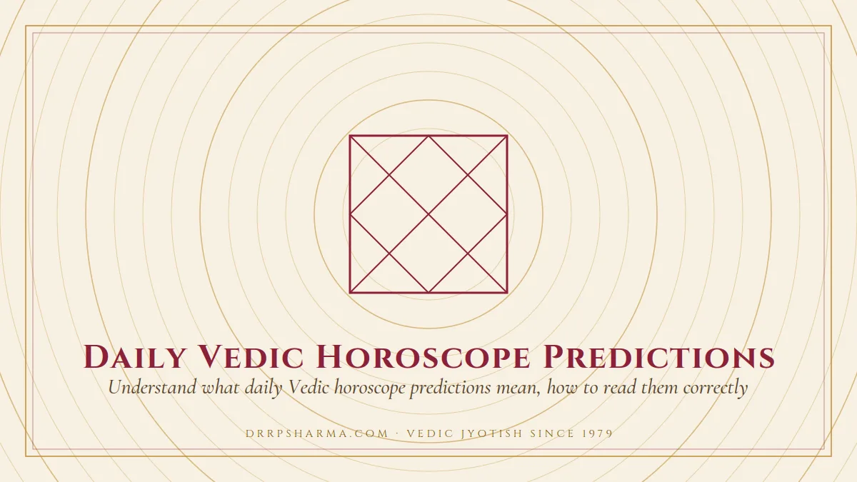 Daily Vedic Horoscope Predictions — a Vedic birth-chart (kundli) diagram motif on a parchment plate