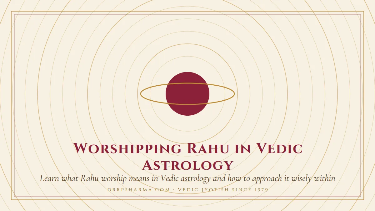 Worshipping Rahu in Vedic Astrology — a ringed-planet motif on a parchment plate