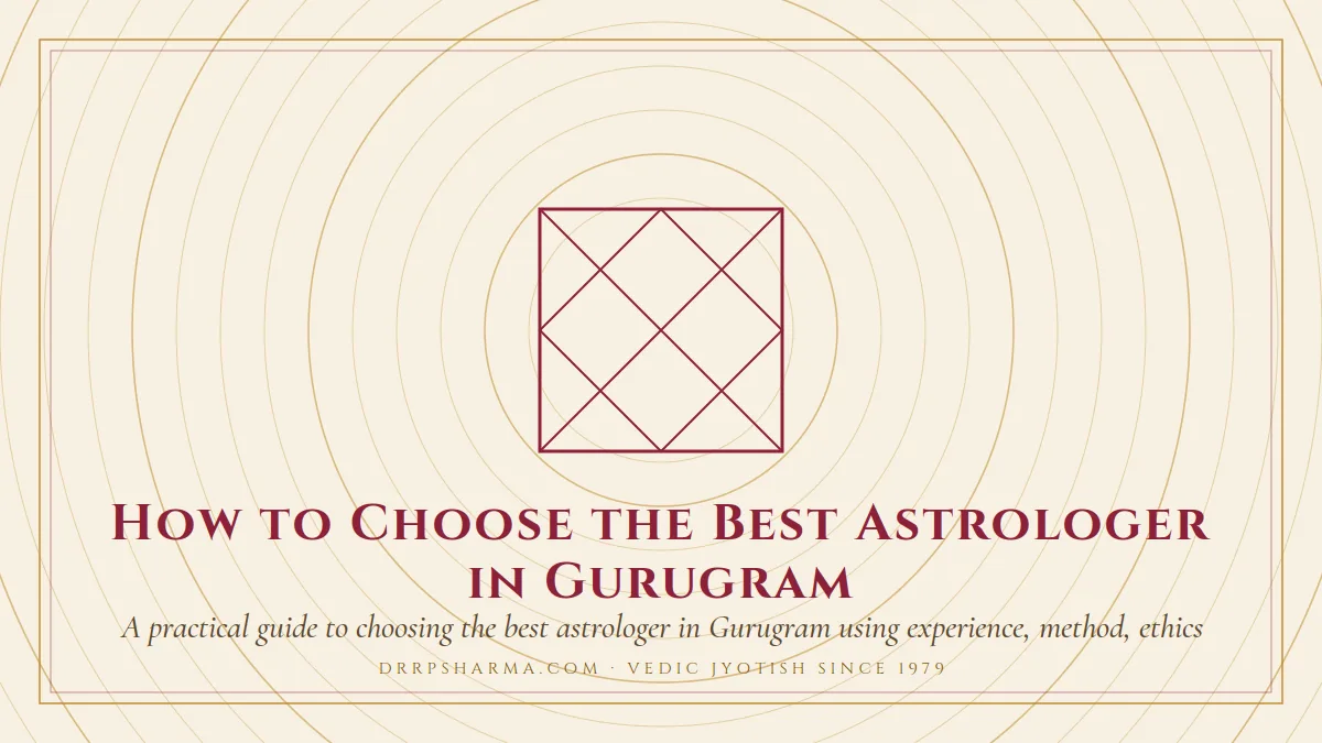 How to Choose the Best Astrologer in Gurugram — a Vedic birth-chart (kundli) diagram motif on a parchment plate