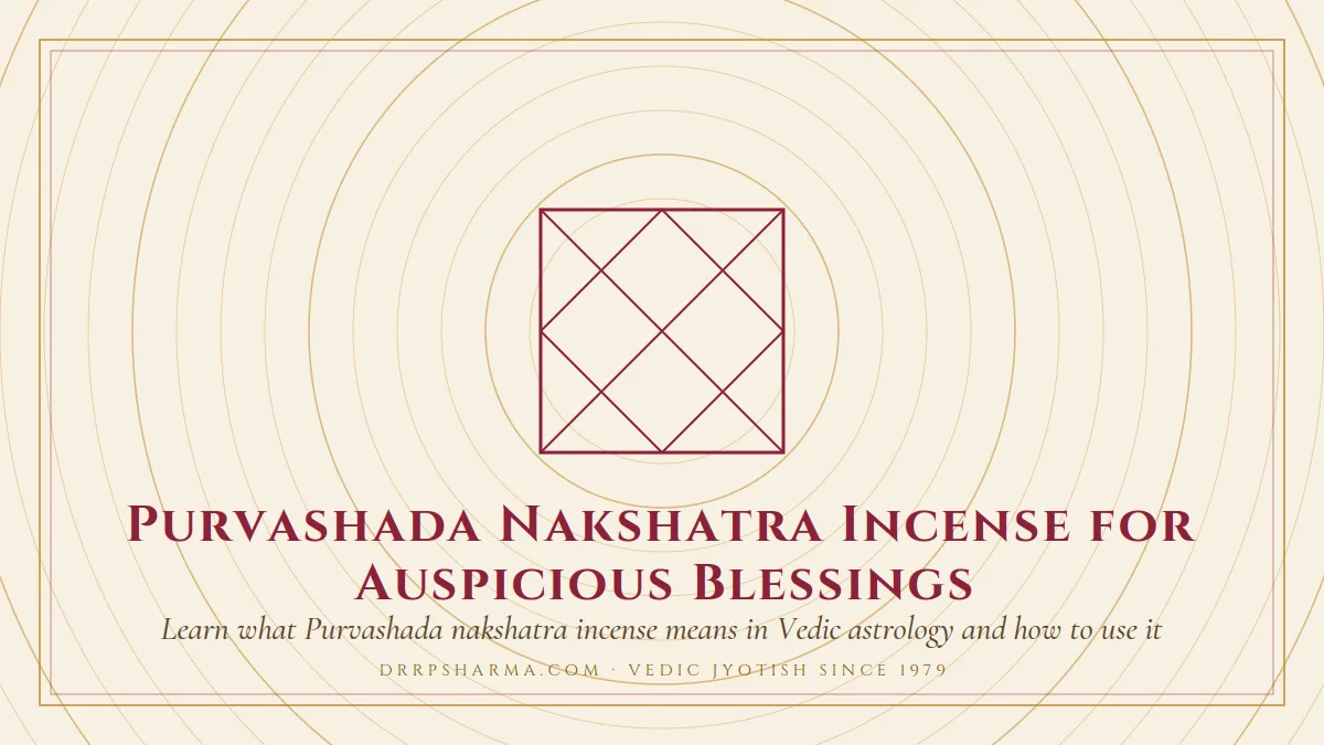 Purvashada Nakshatra Incense for Auspicious Blessings — a Vedic birth-chart (kundli) diagram motif on a parchment plate
