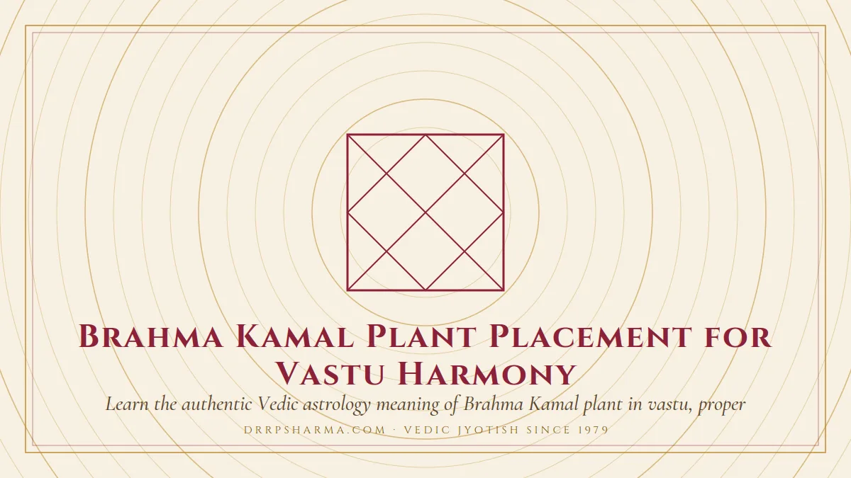 Brahma Kamal Plant Placement for Vastu Harmony — a Vedic birth-chart (kundli) diagram motif on a parchment plate