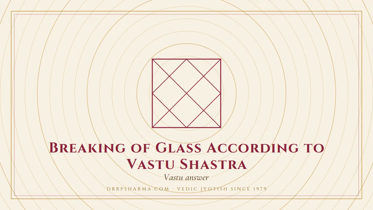 Breaking of Glass According to Vastu Shastra — a Vedic birth-chart (kundli) diagram motif on a parchment plate