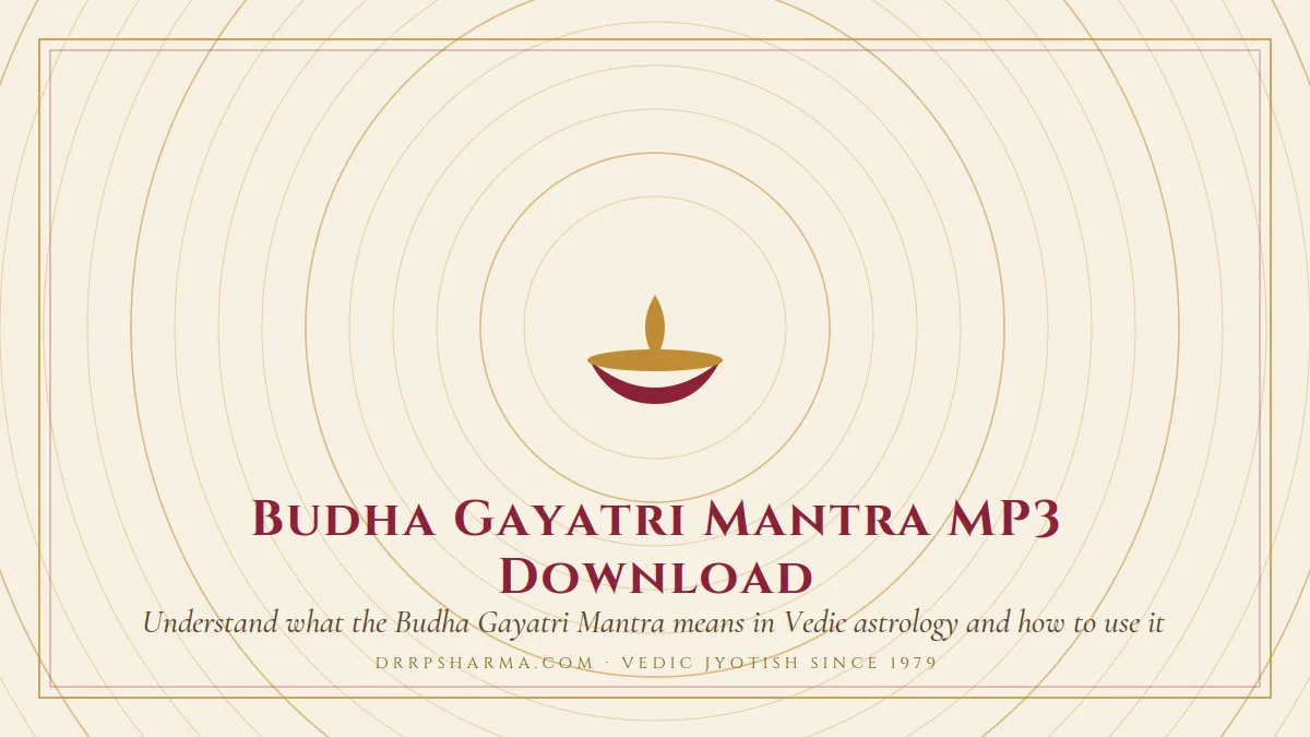 Budha Gayatri Mantra MP3 Download — a lit diya lamp motif on a parchment plate