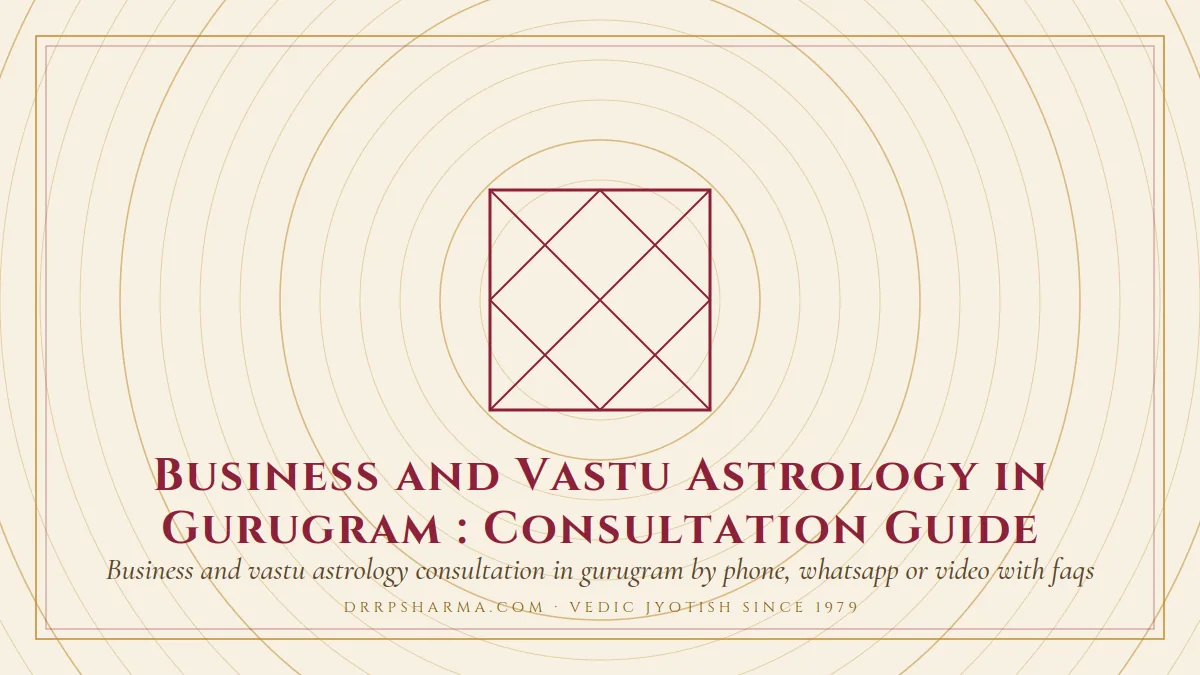 Business and Vastu Astrology in Gurugram : Consultation Guide — a Vedic birth-chart (kundli) diagram motif on a parchment plate