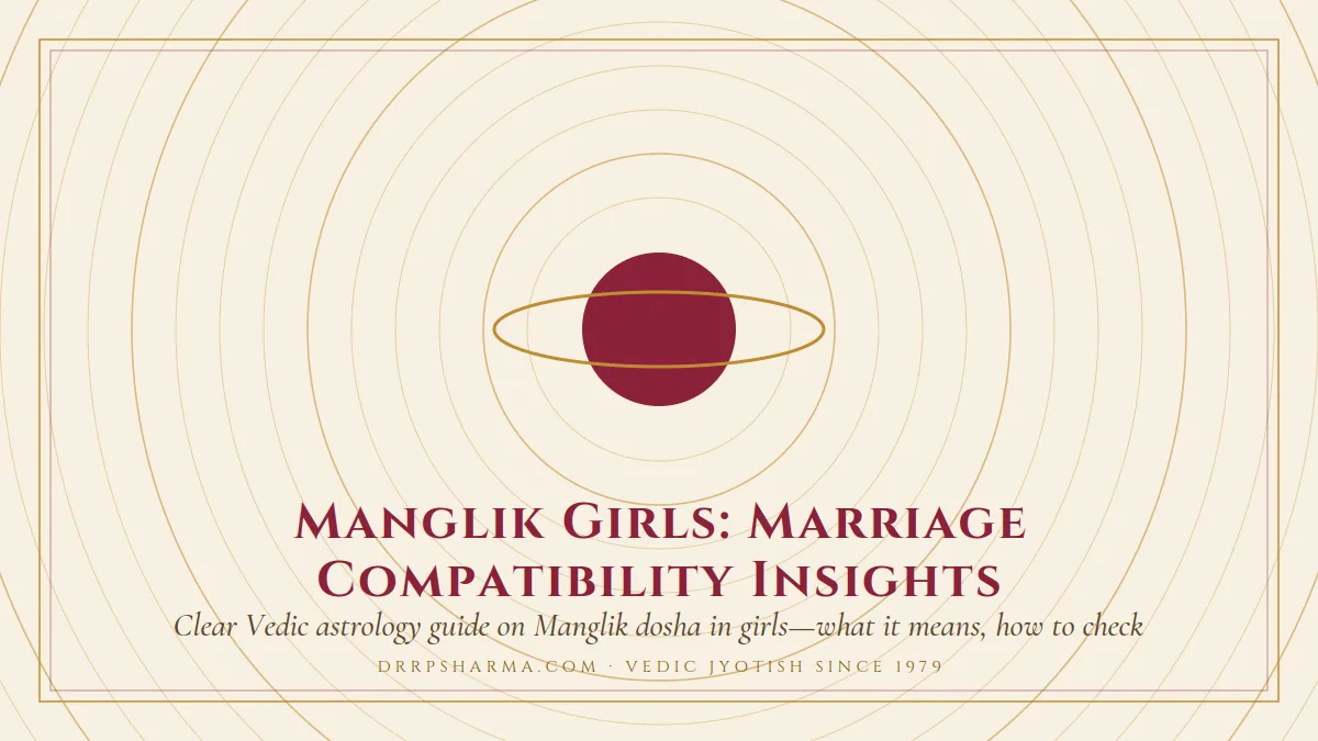 Manglik Girls: Marriage Compatibility Insights — a ringed-planet motif on a parchment plate