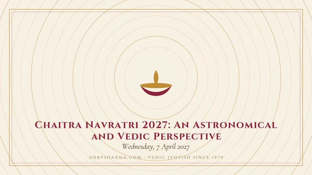 Chaitra Navratri 2027: Dates, Ghatasthapana Muhurat, Ashtami — a lit diya lamp motif on a parchment plate