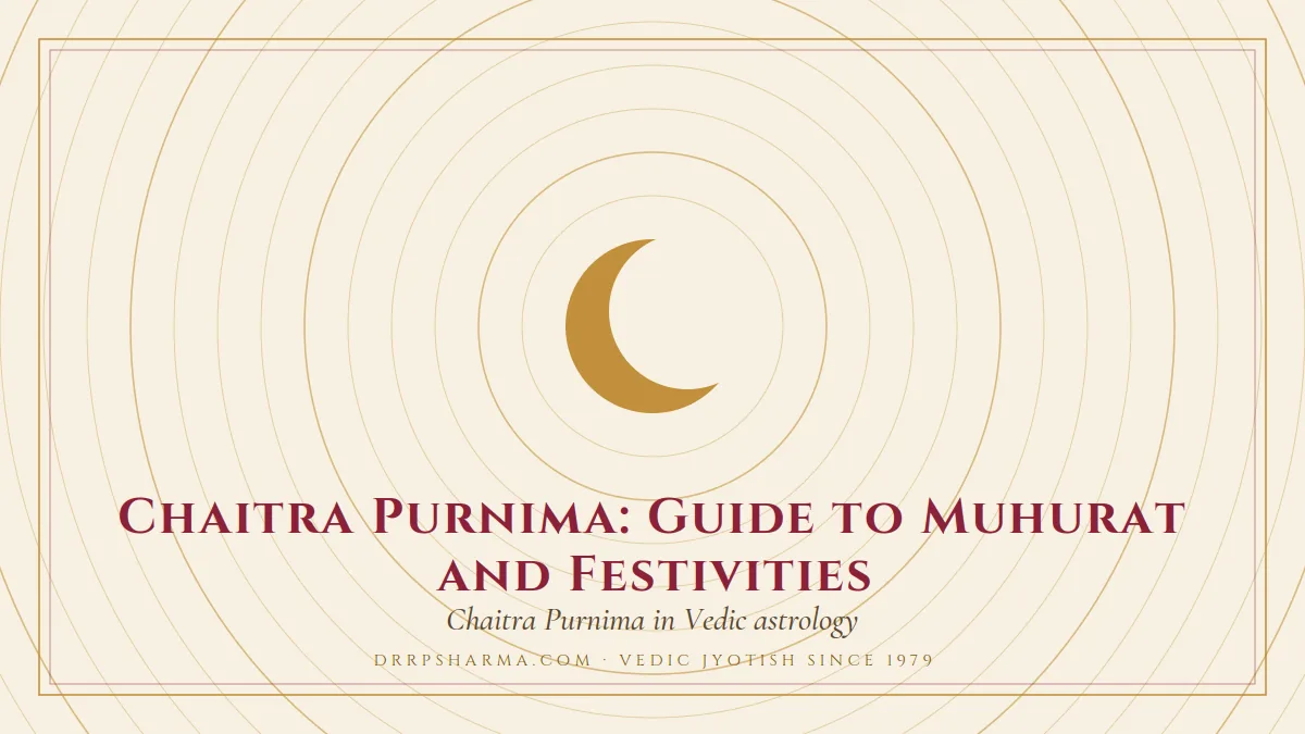 Chaitra Purnima 2027 — a gold crescent-moon motif on a parchment plate