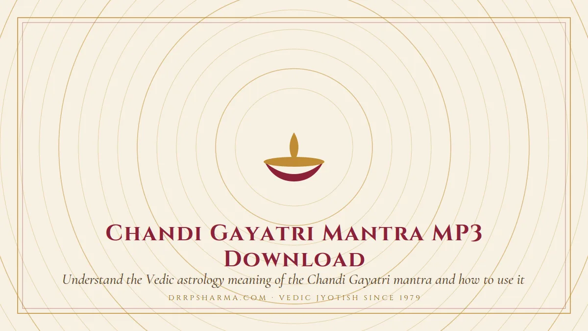 Chandi Gayatri Mantra MP3 Download — a lit diya lamp motif on a parchment plate