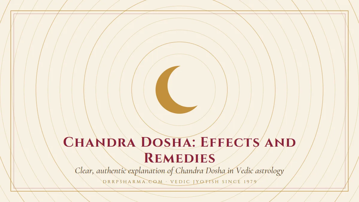 Chandra Dosha: Effects and Remedies — a gold crescent-moon motif on a parchment plate