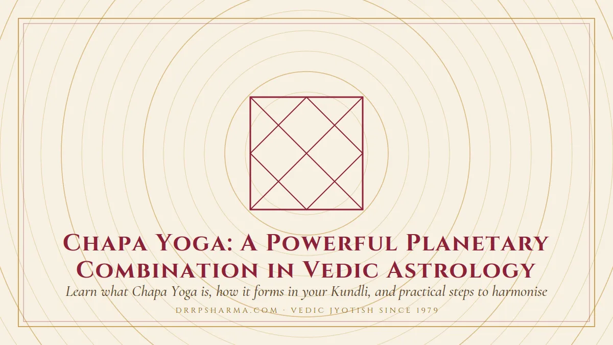 Chapa Yoga — a Vedic birth-chart (kundli) diagram motif on a parchment plate