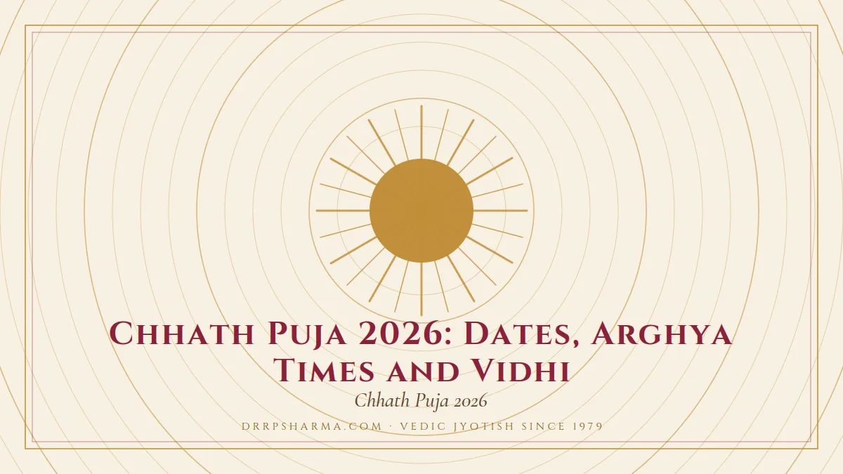 Chhath Puja 2026: Dates, Arghya Times and Vidhi — a golden sun motif on a parchment plate