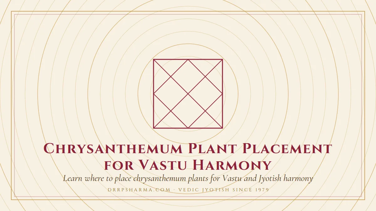 Chrysanthemum Plant Placement for Vastu Harmony — a Vedic birth-chart (kundli) diagram motif on a parchment plate