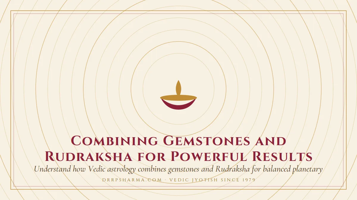 Combining Gemstones and Rudraksha for Powerful Results — a lit diya lamp motif on a parchment plate