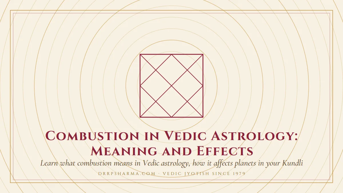 Combustion in Vedic Astrology: Meaning and Effects — a Vedic birth-chart (kundli) diagram motif on a parchment plate