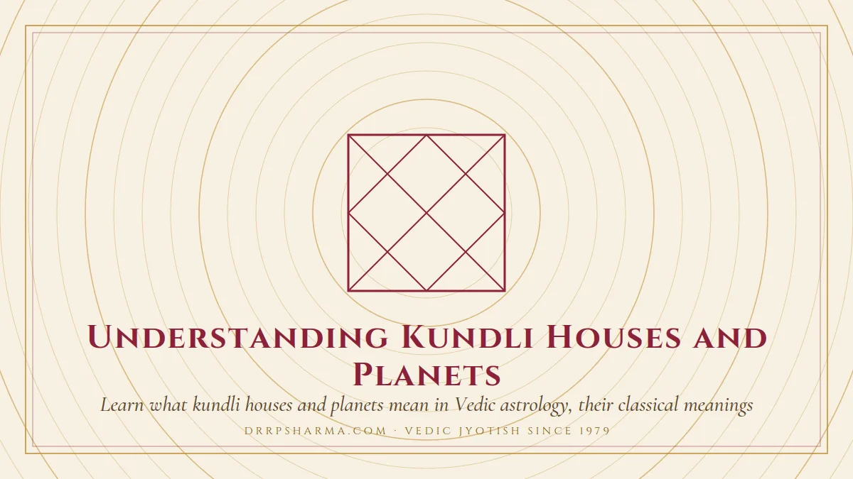 Understanding Kundli Houses and Planets — a Vedic birth-chart (kundli) diagram motif on a parchment plate