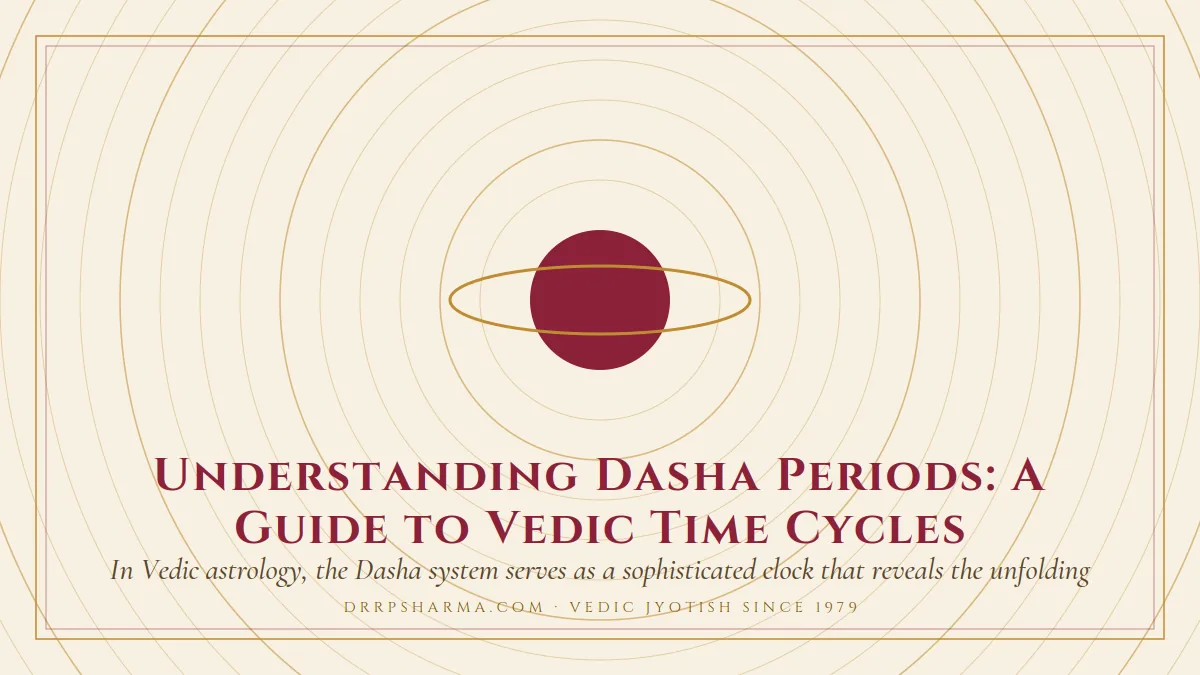 Understanding Dasha Periods: A Guide to Vedic Time Cycles — a ringed-planet motif on a parchment plate