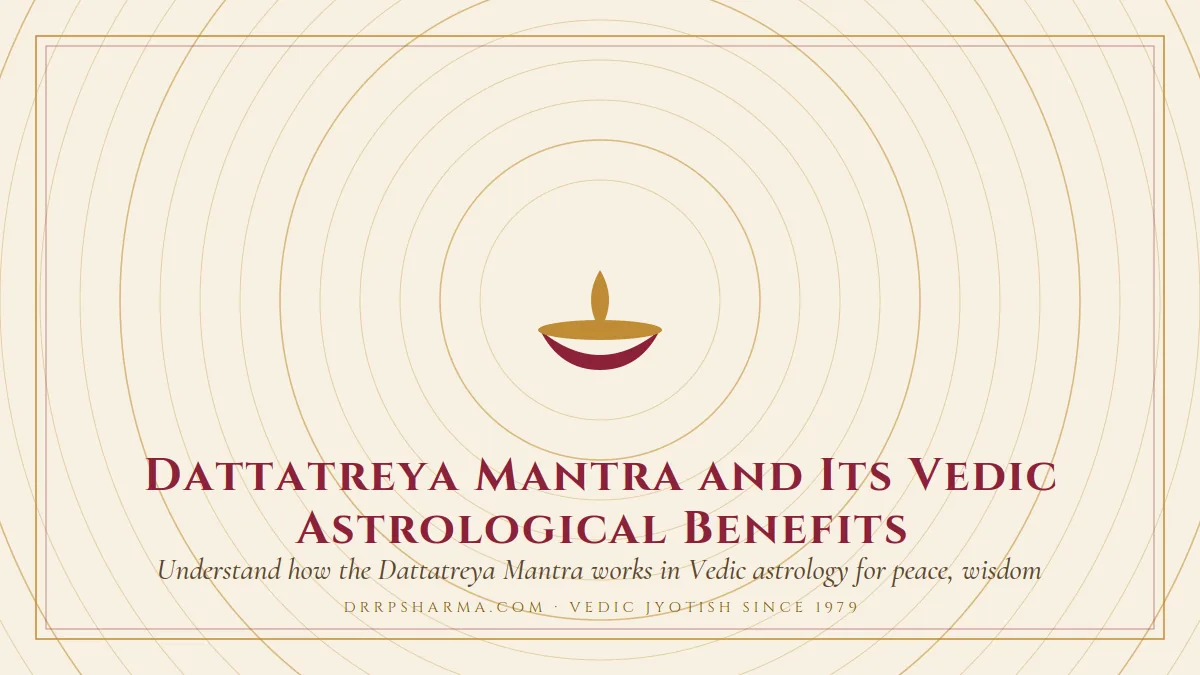 Dattatreya Mantra and Its Vedic Astrological Benefits — a lit diya lamp motif on a parchment plate