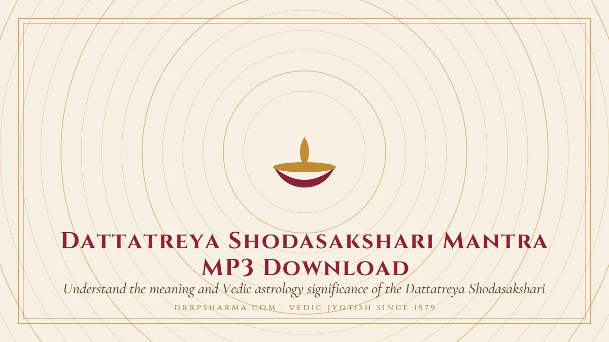 Dattatreya Shodasakshari Mantra MP3 Download — a lit diya lamp motif on a parchment plate