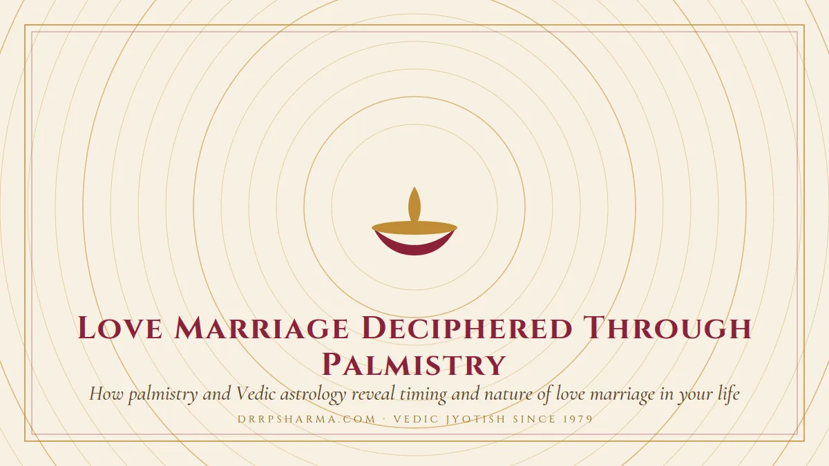 Love Marriage Deciphered Through Palmistry — a lit diya lamp motif on a parchment plate