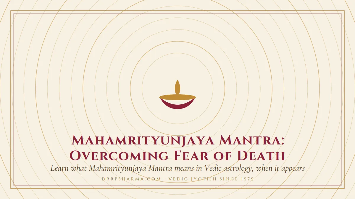 Mahamrityunjaya Mantra: Overcoming Fear of Death — a lit diya lamp motif on a parchment plate