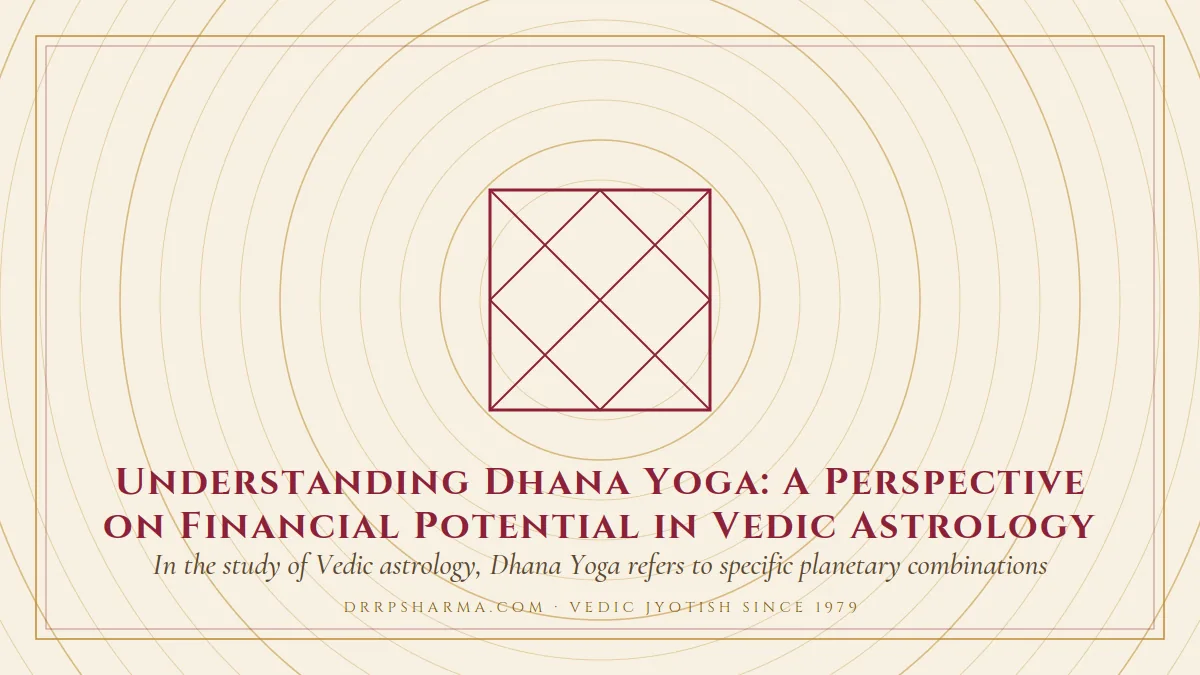 Understanding Dhana Yoga: A Perspective on Financial Potential in Vedic Astrology — a Vedic birth-chart (kundli) diagram motif on a parchment plate