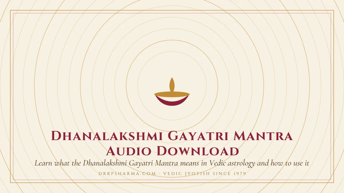 Dhanalakshmi Gayatri Mantra Audio Download — a lit diya lamp motif on a parchment plate