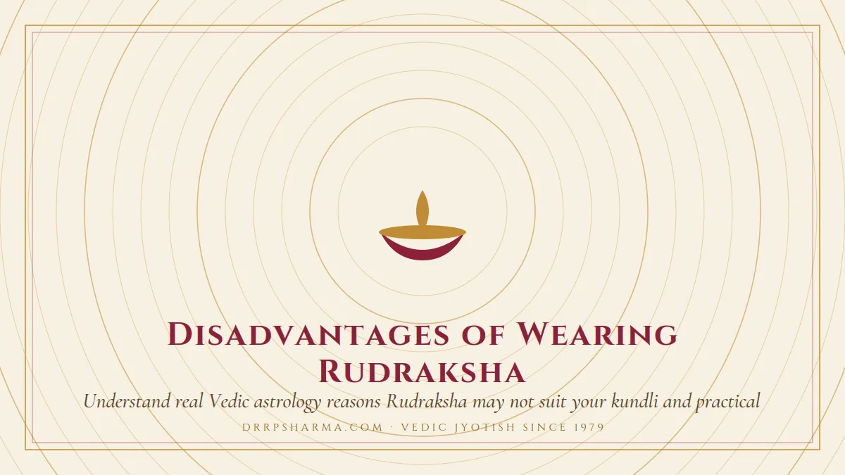 Disadvantages of Wearing Rudraksha — a lit diya lamp motif on a parchment plate