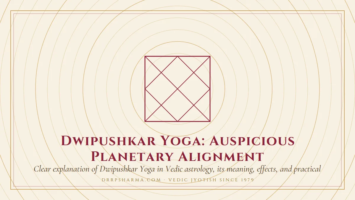 Dwipushkar Yoga: Auspicious Planetary Alignment — a Vedic birth-chart (kundli) diagram motif on a parchment plate