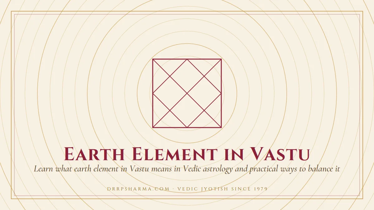 Earth Element in Vastu — a Vedic birth-chart (kundli) diagram motif on a parchment plate