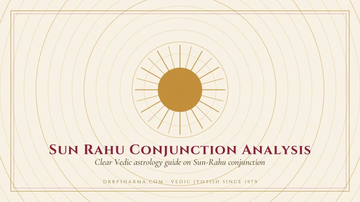 Sun Rahu Conjunction Analysis — a golden sun motif on a parchment plate