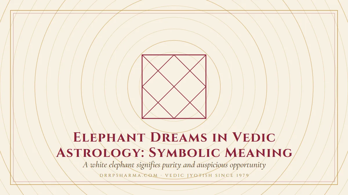 Elephant Dreams in Vedic Astrology: Symbolic Meaning — a Vedic birth-chart (kundli) diagram motif on a parchment plate