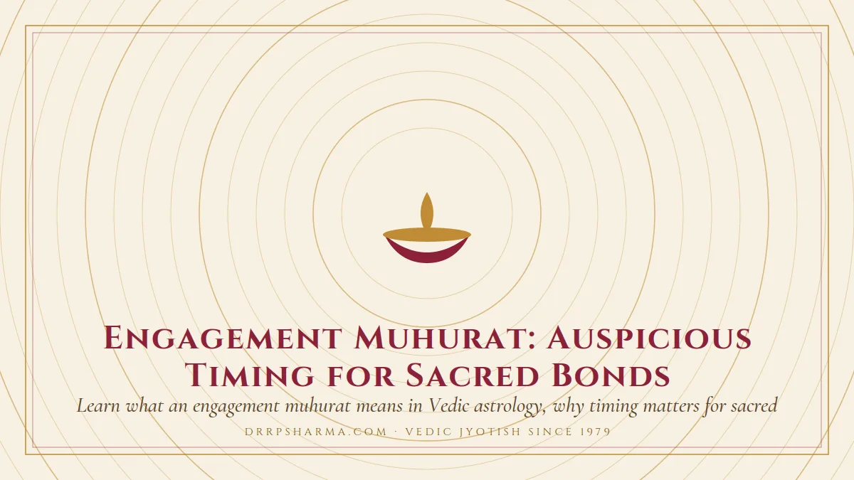 Engagement Muhurat: Auspicious Timing for Sacred Bonds — a lit diya lamp motif on a parchment plate