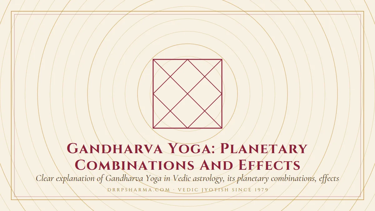 Gandharva Yoga — a Vedic birth-chart (kundli) diagram motif on a parchment plate