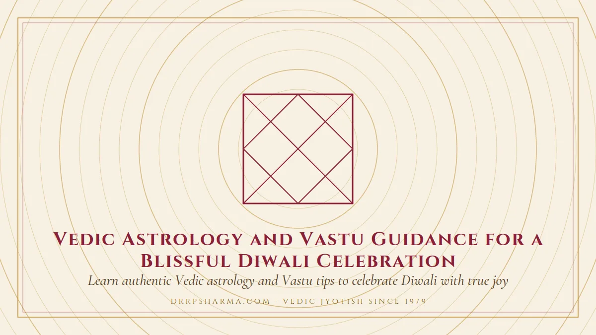 Vedic Astrology and Vastu Guidance for a Blissful Diwali Celebration — a Vedic birth-chart (kundli) diagram motif on a parchment plate