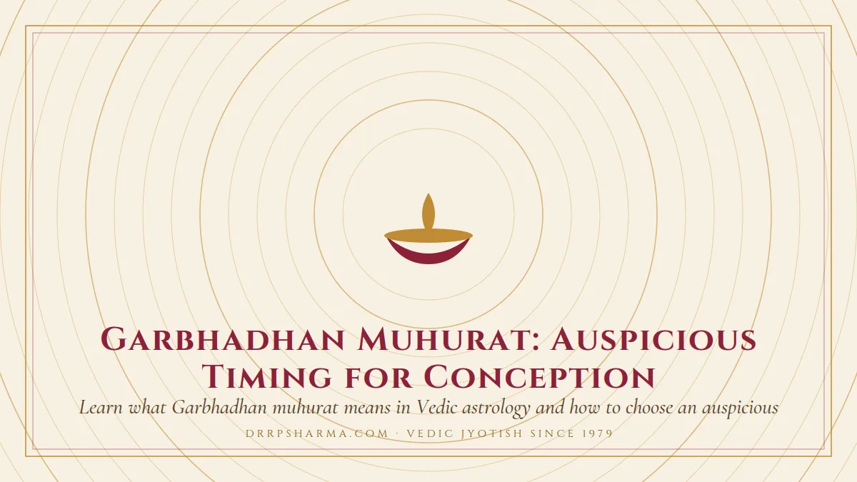 Garbhadhan Muhurat: Auspicious Timing for Conception — a lit diya lamp motif on a parchment plate