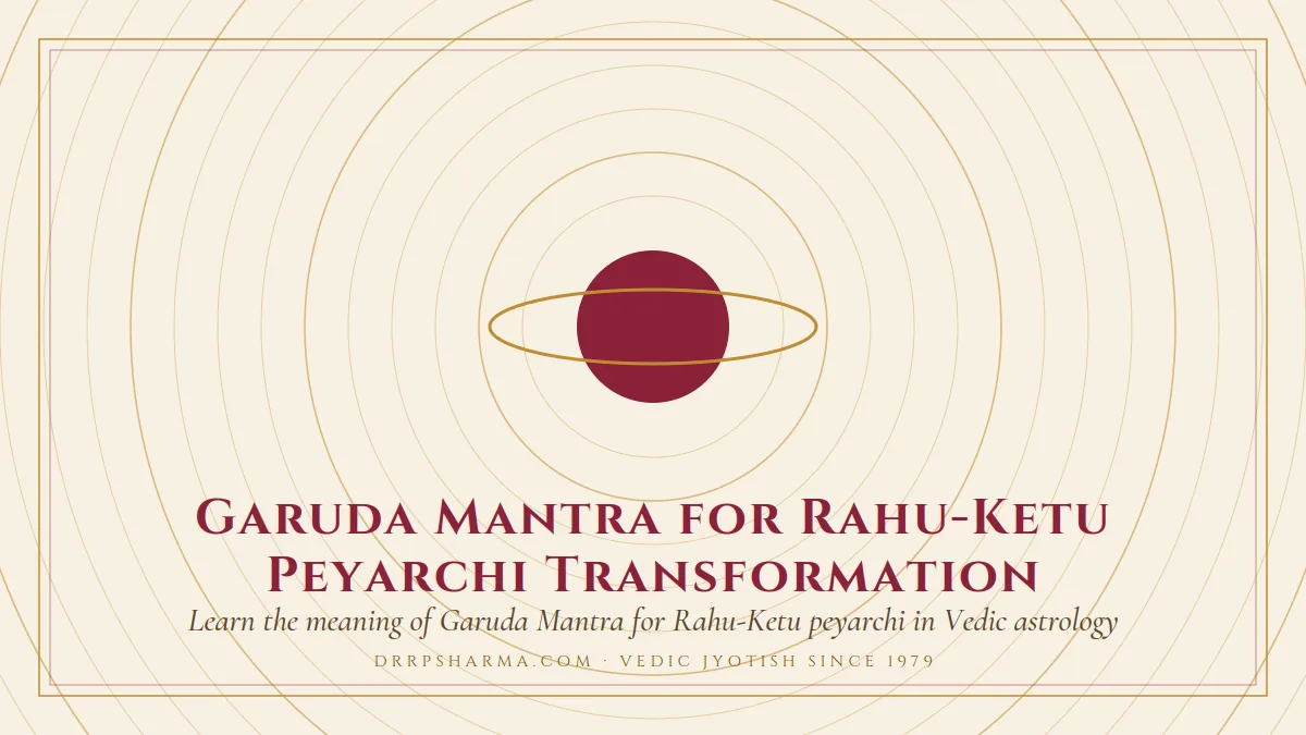 Garuda Mantra for Rahu-Ketu Peyarchi Transformation — a ringed-planet motif on a parchment plate